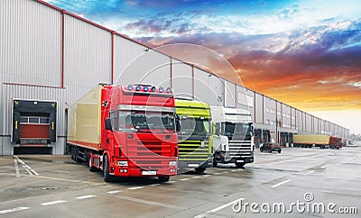 Truck at warehouse, Freight Transport Stock Photo