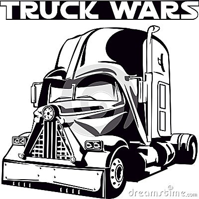 Truck Wars Unique Logo design isolated black and white Stock Photo