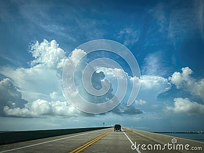 West Florida Panhandle Bridge and Clouds. Stock Photo