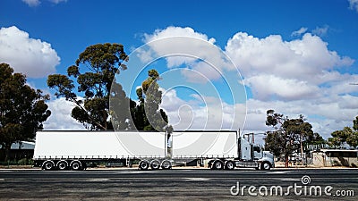 Truck with white cargoes Stock Photo