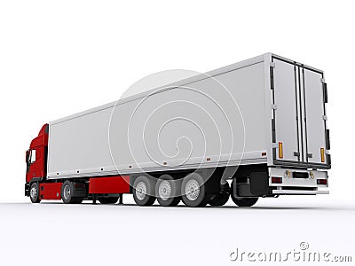 Truck with white trailer Stock Photo