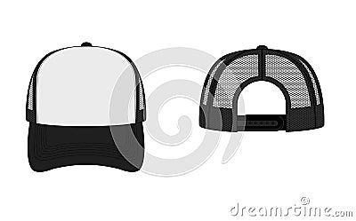 trucker cap mesh cap template illustration ( black Vector Illustration