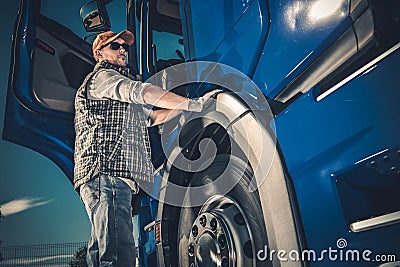 Trucker and the Modern Truck Stock Photo