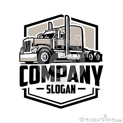 Trucker ready made logo template set semi truck vector image isolated, black anda white trucker image vector Stock Photo