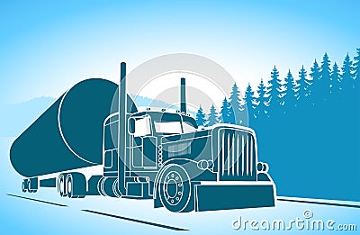 Trucking. big car on the road Vector Illustration