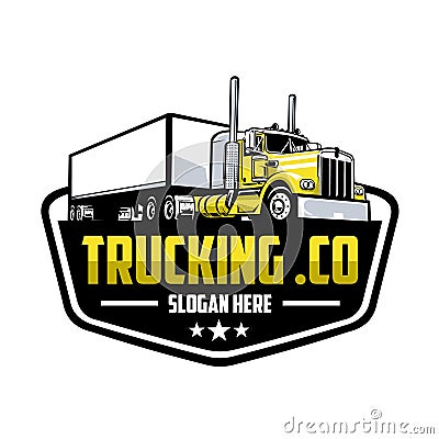 Trucking company logo. Bold badge emblem logo concept Stock Photo