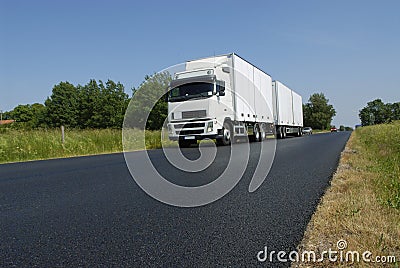 Trucking in the countryside Stock Photo