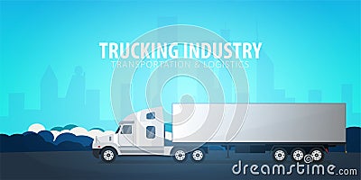 Trucking Industry banner, Logistic and delivery. Semi truck. Vector Illustration. Vector Illustration