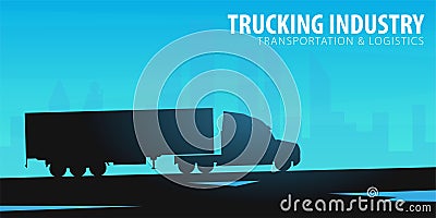 Trucking Industry banner, Logistic and delivery. Semi truck. Vector Illustration. Vector Illustration