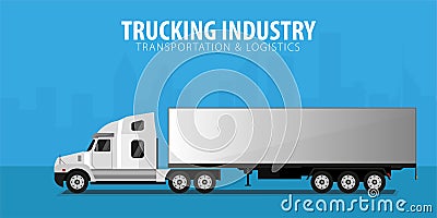 Trucking Industry banner, Logistic and delivery. Semi truck. Vector Illustration. Vector Illustration