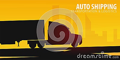 Trucking Industry banner, Logistic and delivery. Semi truck. Vector Illustration. Vector Illustration