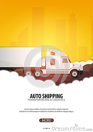 Trucking Industry poster, Logistic and delivery. Semi truck. Vector Illustration. Vector Illustration