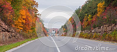 Trucking on Interstate 65 in Kentucky Stock Photo