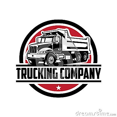 Trucking logo. Dump truck, Tipper truck sihouette vector black and white isolated Vector Illustration