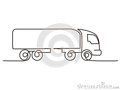 Trucking semi truck. Vehicle Icons: European Truck Semitrailer. Cartoon Illustration