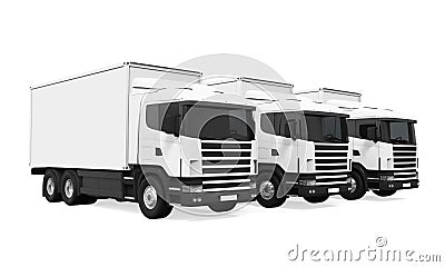 Trucks Fleet Isolated Stock Photo