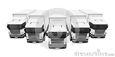 Trucks Fleet Isolated Stock Photo