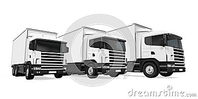 Trucks Fleet Isolated Stock Photo