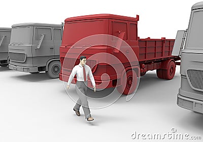 Trucks fleet ready for business Cartoon Illustration