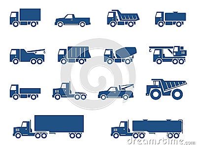 Trucks icons set Vector Illustration