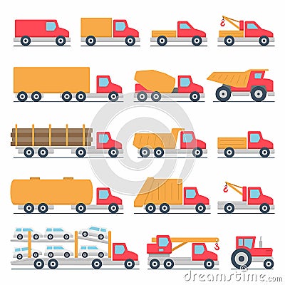 Trucks icons set Vector Illustration