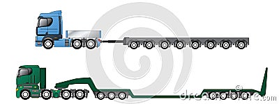 Trucks with oversize and overweight trailers Vector Illustration