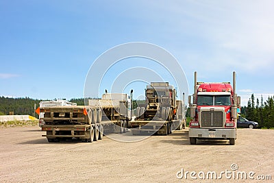 Trucks resting at a mountain summit in the rockies Editorial Stock Photo