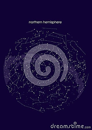 True constellations of the Northern hemisphere, star map. Science astronomy. Stock Photo