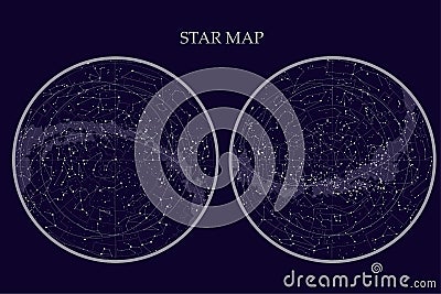 True constellations of the southern hemisphere and Northern hemisphere, Vector Illustration
