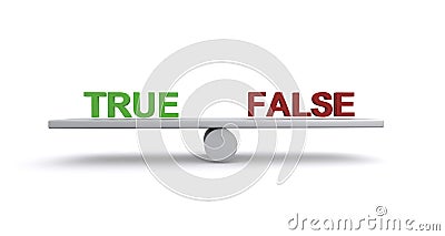 True false balance on white Stock Photo