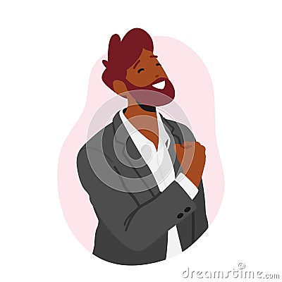True Representation Of Confidence With Male Character Exuding Self-assurance And Determination. Man in Strong Posture Vector Illustration