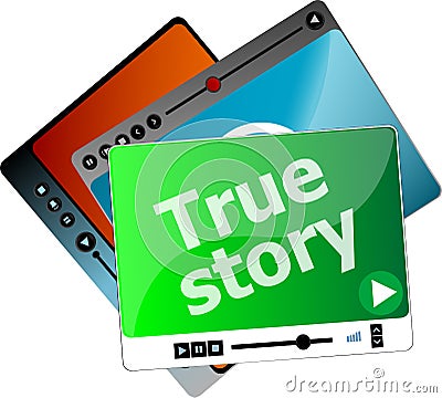 True Story. Video media player set for web, minimalistic design Stock Photo