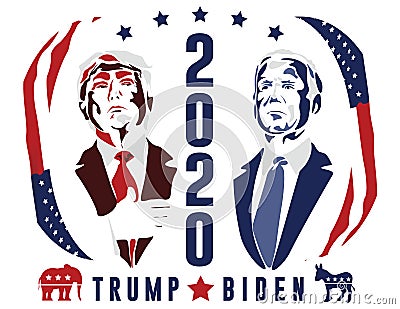 Trump Biden Presidential Election 2020 Campaign Sign Poster Flyer to Vote Vector Illustration