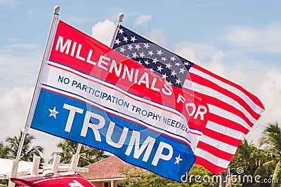 Trump Parade Millennials Flag Florida Editorial Stock Photo