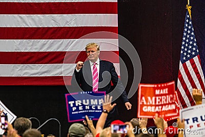 Trump Makes Fist at Rally Editorial Stock Photo