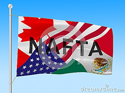 Trump Nafta Negotiate Deal With Canada And Mexico - 3d Illustration Stock Photo