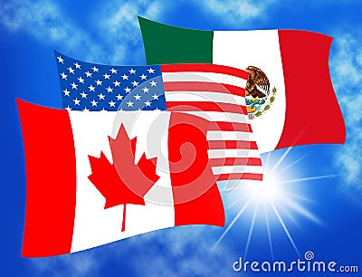 Trump Nafta Negotiate Deal With Canada And Mexico - 3d Illustration Stock Photo