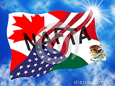 Trump Nafta Negotiate Deal With Canada And Mexico - 3d Illustration Stock Photo