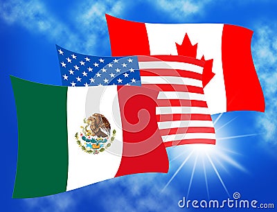 Trump Nafta Negotiate Deal With Canada And Mexico - 3d Illustration Stock Photo