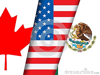 Trump Nafta Negotiation Deal With Canada And Mexico - 3d Illustration Stock Photo