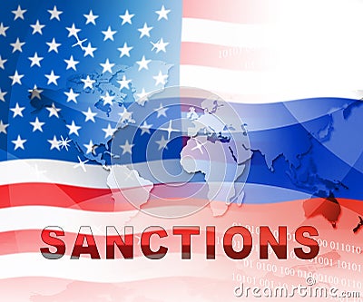 Trump Russia Sanctions Monetary Embargo On Russian Federation - 2d Illustration Stock Photo