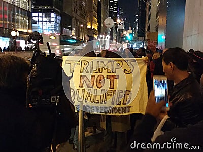Trump`s Not Qualified to be President, Protesters, NYC, USA Editorial Stock Photo