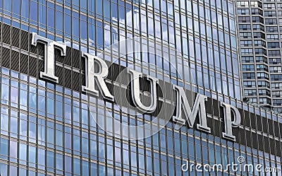 Trump tower building sign at Chicago Illinois Editorial Stock Photo