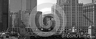 Trump tower in Chicago black and white Editorial Stock Photo