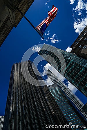 Trump Tower and Stars and Stripes Stock Photo