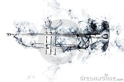 Trumpet Abstract Jazz Smoke Stock Photo