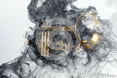 Trumpet Abstract Jazz Smoke Stock Photo