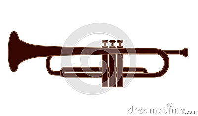Trumpet brass instrument used in classical and jazz music Vector Illustration