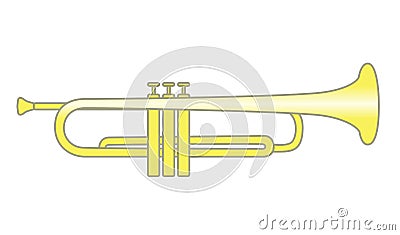 Trumpet brass instrument used in classical and jazz music Vector Illustration