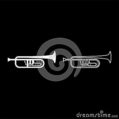 Trumpet Clarion music instrument icon outline set white color vector illustration flat style image Vector Illustration